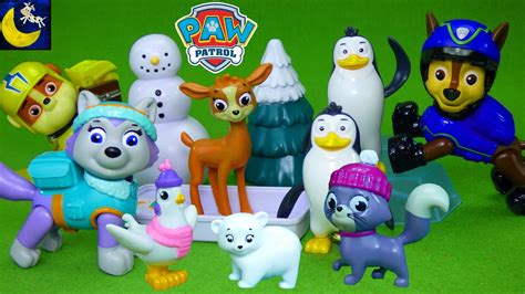 Paw Patrol Toys Winter Snow Animal Rescue Set Everest Baby Reindeer Spy Chase Penguins Rubble ...