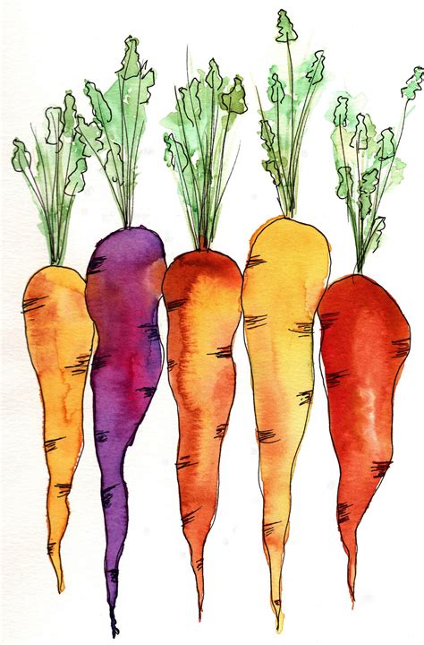 Watercolor Carrot Print - Etsy