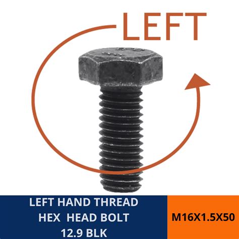 Left Hand Thread High Tensile Hex Head Bolt Fine Thread M16x1.5 - Gold ...