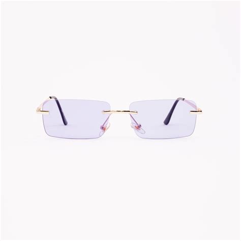 New Rimless Rectangle Sunglasses In Gold And... - Depop