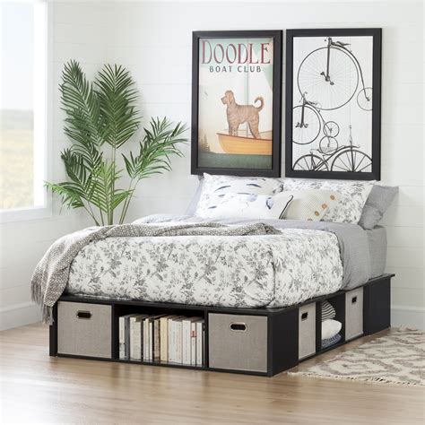 Black Full Size Platform Beds With Storage Drawers - Kano King Size Platform Bed With Drawer ...