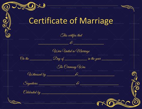 Marriage Certificate Template (Word, PDF) – Doc Formats | Certificate templates, Words, Marriage ...