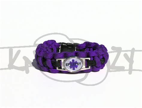 Epilepsy Medical Alert ID ALLOY ROUND Charm on 550 Paracord