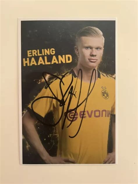 ERLING HAALAND BVB Borussia Dortmund- Autogrammkarte Bild 10.5x14.8-Print Copy 2 EUR 1,99 ...