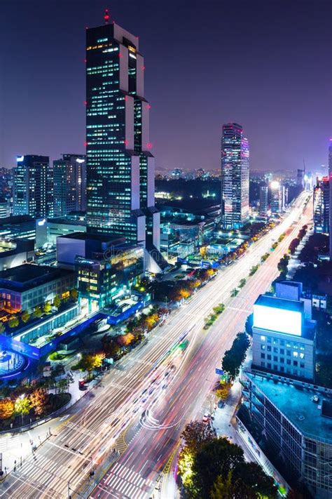 Gangnam District in Seoul stock photo. Image of night - 35695092