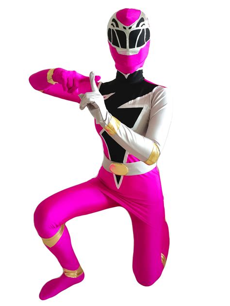 Power Rangers Cosplay Costume Pink Ninja Ranger Lycra Spandex TV Drama Cosplay Costume Set ...