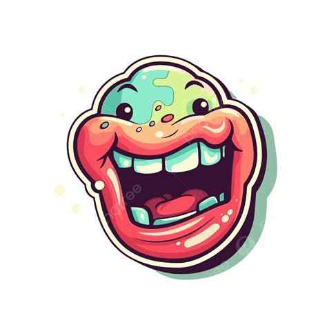 Cartoon Earth Face Sticker Illustration Clipart Vector, Tongue Sticking Out, Tongue Sticking Out ...