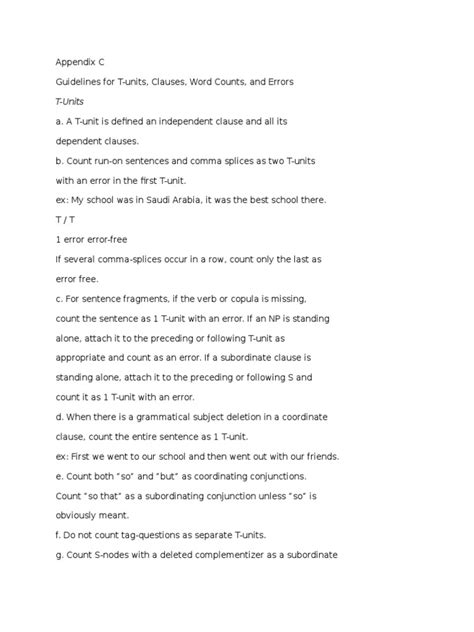 T-Unit Analysis | PDF | Clause | Subject (Grammar)