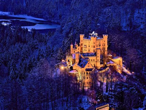 Hohenschwangau Castle, architecture, germany, attractions, world, night ...