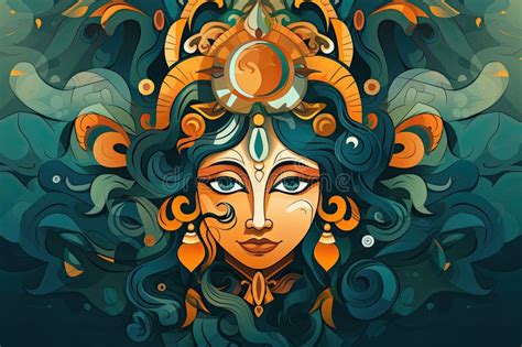 Indian Mythology Symbols and Deities in Abstract Style Abstract ...