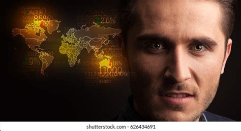Portrait Young Businessman World Map Numbers Stock Photo 626434691 | Shutterstock