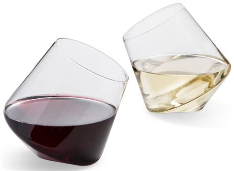 Hand Blown Stemless Wine Glasses Set of 2 Naturally Aerating Elegant Wine Glassware for Cabernet ...