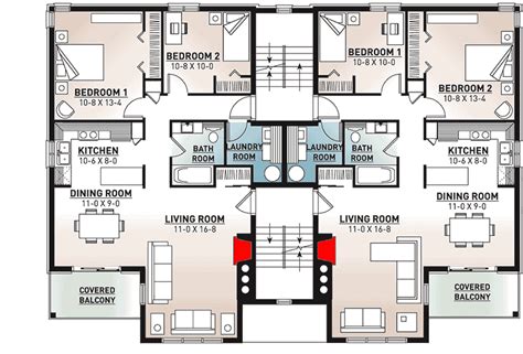 8-Unit Apartment Complex with Balconies - 21425DR | Architectural Designs - House Plans