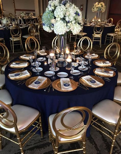 Pin by Danielle Fleck on 50th Gala in 2023 | Navy blue and gold wedding, Blue wedding ...