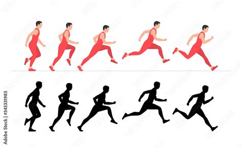 Man Run cycle animation sprite sheet. Flat Style. isolated on white ...