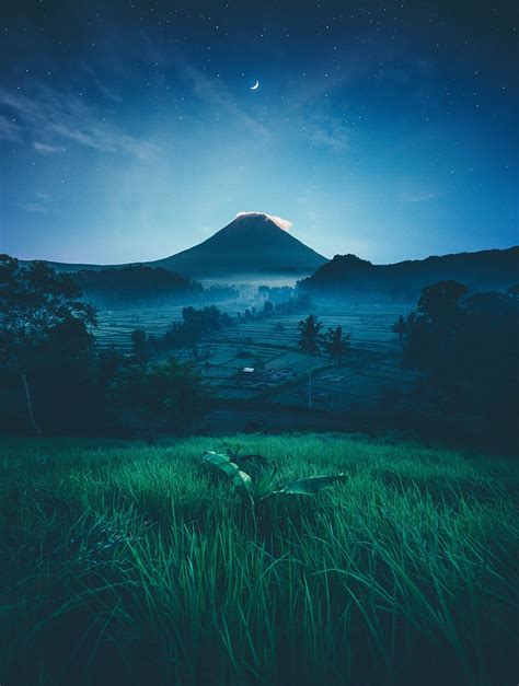 nature, wallpaper, view, night, moon, stars, blue, sky, light, bali | Pxfuel