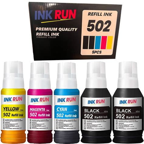 Ink Refill Bottles Compatible with Epson T522 502 EcoTank ET-2720 ET-2800 ET-2803 ET-4800 ET ...