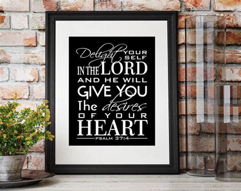 Scripture Wall Art Psalm 37 Delight Yourself in the Lord Desires of Your Heart, Wedding Gift ...