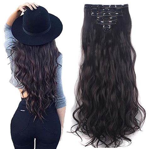 SAYFUT Clip in Hair Extensions 7Pcs 16 Clips 24 Inch Double Weft Full ...