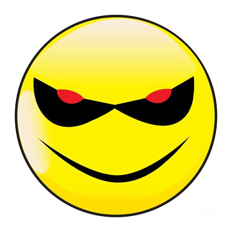 Evil Smile Face Button Emoticon Digital Art by Bigalbaloo Stock - Fine ...