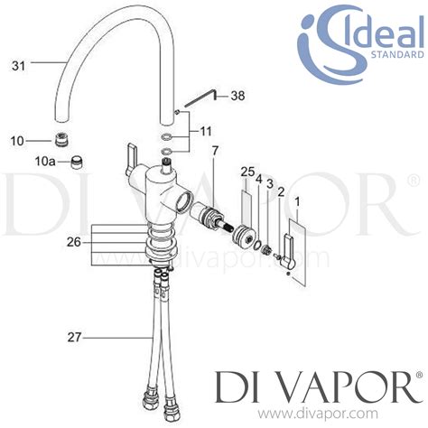 Ideal Standard Silver Sink Mixer Kitchen Tap Spare Parts - IDL DV 287