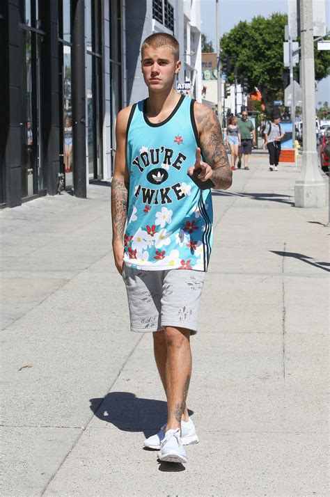 Justin Bieber Wears an Adidas Daisy Tank in Los Angeles | Teen Vogue