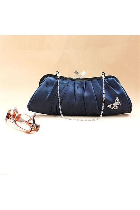 Elegant evening navy blue clutch bag