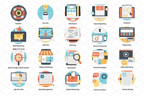 160 Flat Digital Marketing Icons | Digital marketing, Marketing icon, Marketing concept