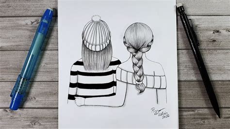 Comment dessiner deux meilleures amies || - YouTube