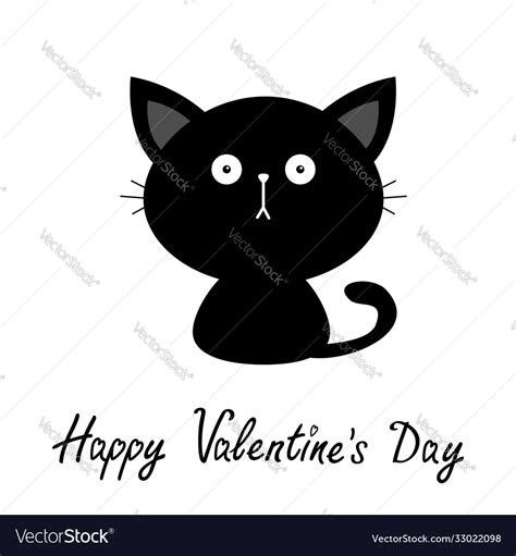 Black cute sitting cat baby kitten silhouette Vector Image