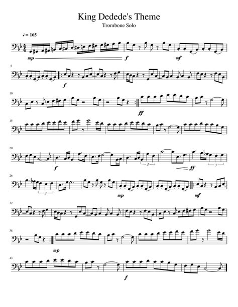 King Dedede's Theme - Trombone Solo sheet music for Trombone download free in PDF or MIDI