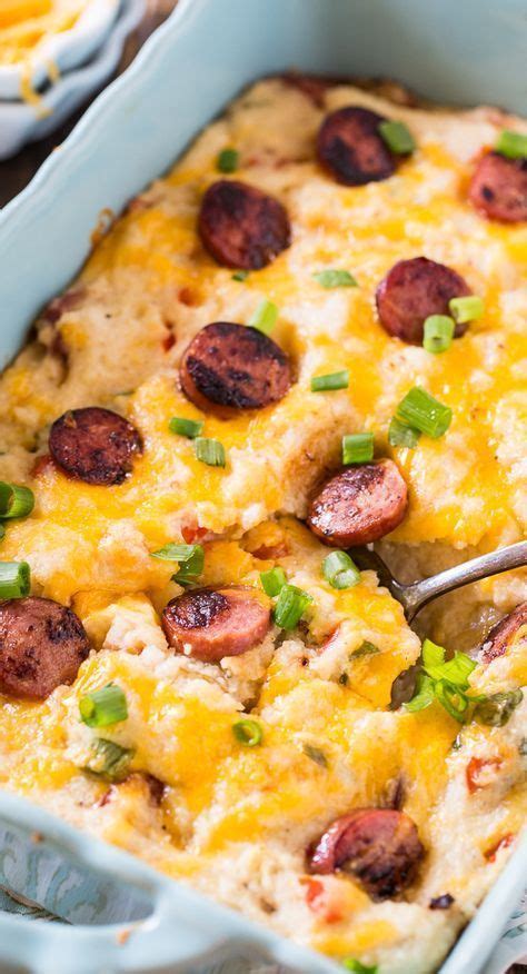 Cheesy Grits Casserole With Smoked Sausage | Recipe | Recipes, Sausage ...