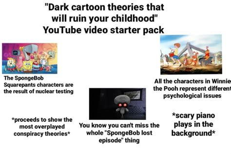 "Dark cartoon theories that will ruin your childhood" YouTube video starter pack | /r ...