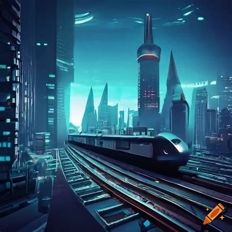 Futuristic city train on Craiyon