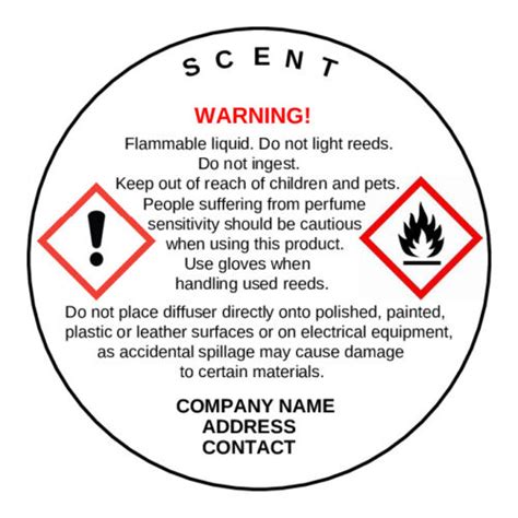 REED DIFFUSER- personalised CLP Warning Labels. Burning Safety Stickers ...