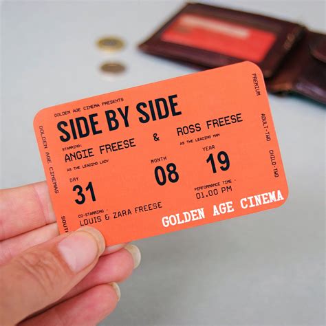 Personalised Cinema Ticket Wallet Insert, Personalised Metal Wallet Card, Personalised Wallet ...