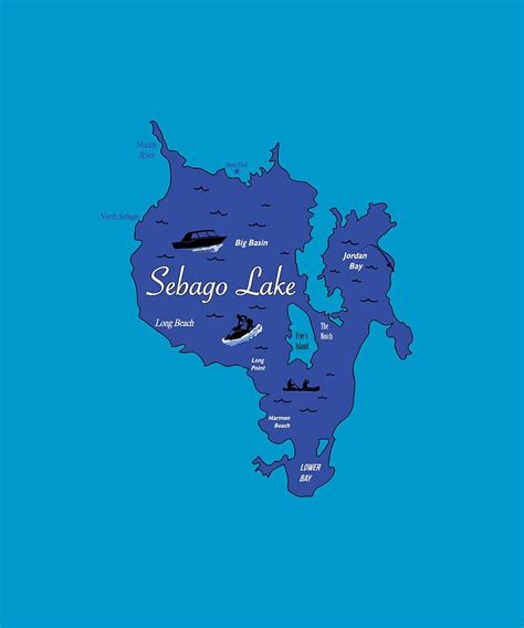 Sebago Lake Map Digital Art by Sean Conti - Pixels