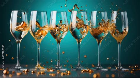 Champagne Glasses Confetti On Colored Background, Background Image, Desktop Wallpaper ...