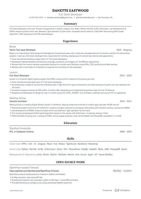 Business Resume Sample