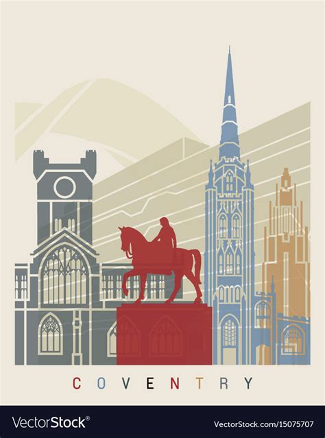 Coventry skyline poster Royalty Free Vector Image