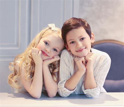 Cute Happy Kids Boy and Girl Stock Image - Image of charming, peaceful: 44657989