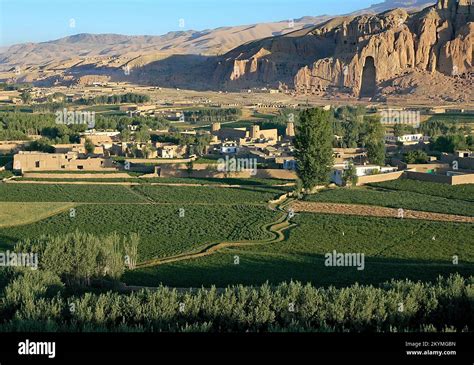 Bamyan (Bamiyan) in Central Afghanistan. View over the Bamyan (Bamiyan ...