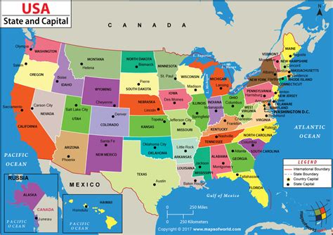 US States and Capitals Map | States and capitals, United states map, Us state map
