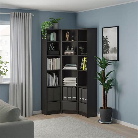 BILLY Bookcase combination/crn solution - black-brown - IKEA