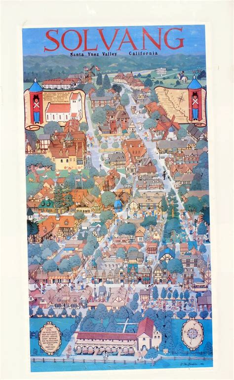 Solvang, California map, Illustrated map