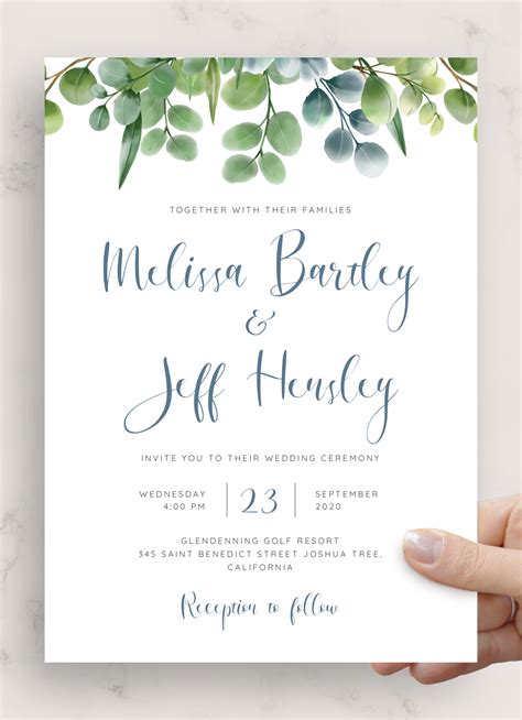 Download Printable Elegant Eucalyptus Wedding Invitation PDF