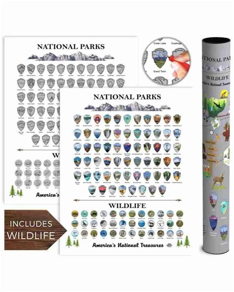 National Parks Scratch Off Map 16x20 (White/Silver)