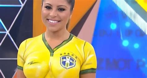 Brazil Football (Soccer) Body Paint Girl - Badchix Magazine