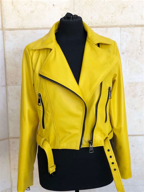 Yellow Leather biker jacket - Samuel Eskenasy