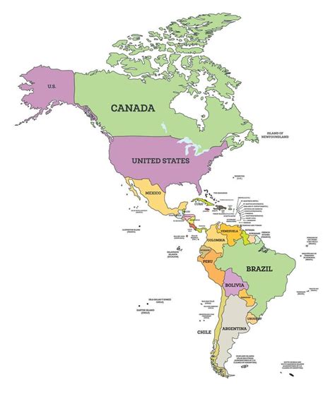 Mapa De América Con División Política Con Nombres Y, 43% OFF